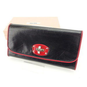 Miu Miu long Wallet turn lock black red accessory